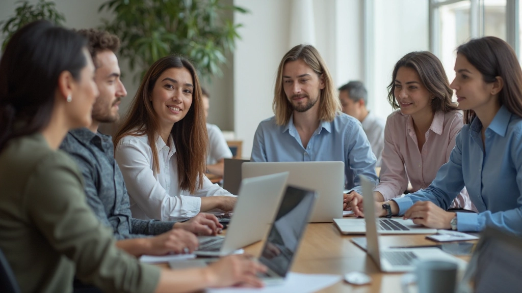 Снимок команды специалистов по маркетингу во время мозгового штурма